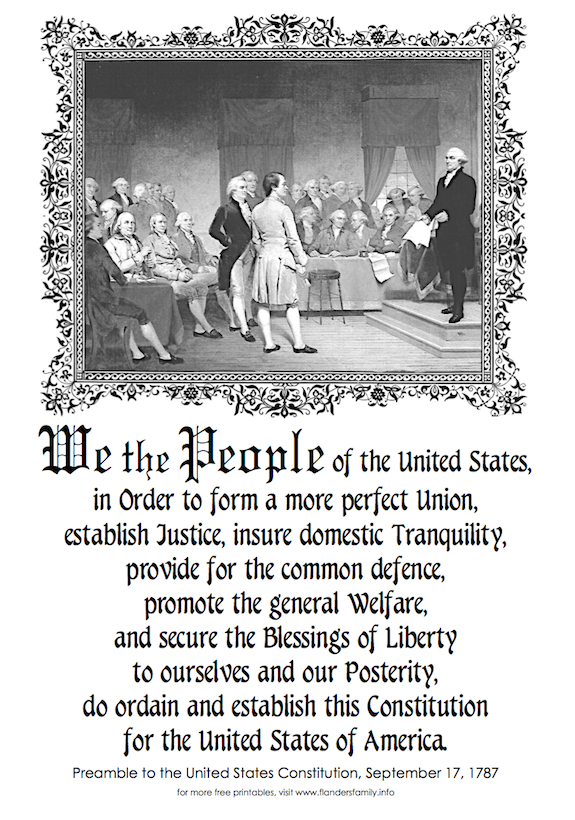 Free Patriotic Printables including Bill Of Rights Flanders Family 