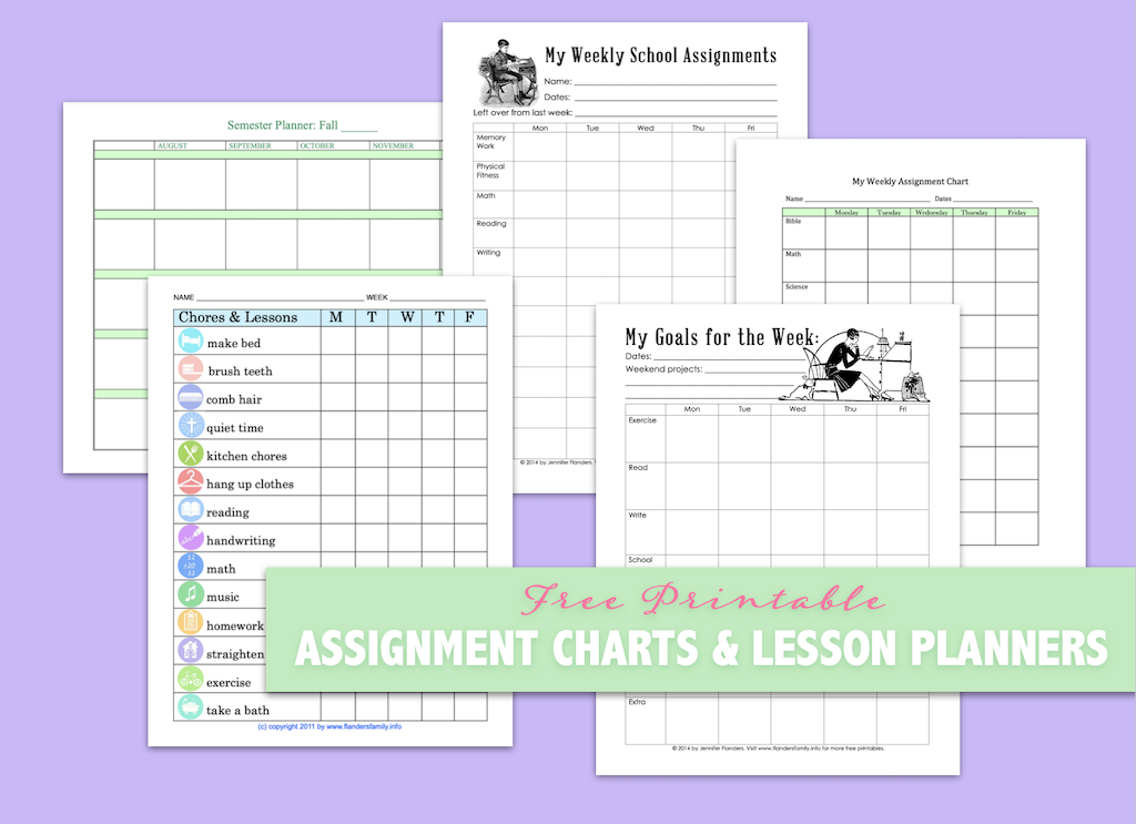 Assignment Charts and Lesson Planners 