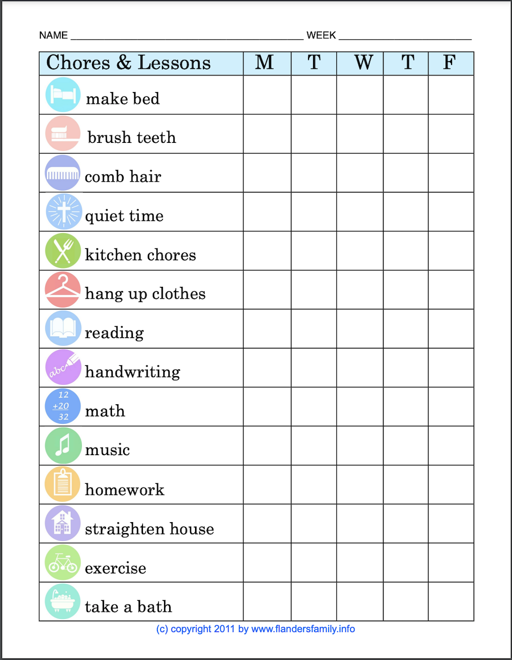 Chore Chart for Kids