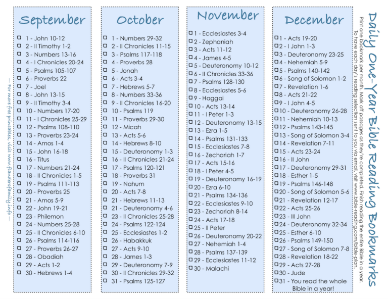 One-Year Bible Reading Plan - Flanders Family Home Life