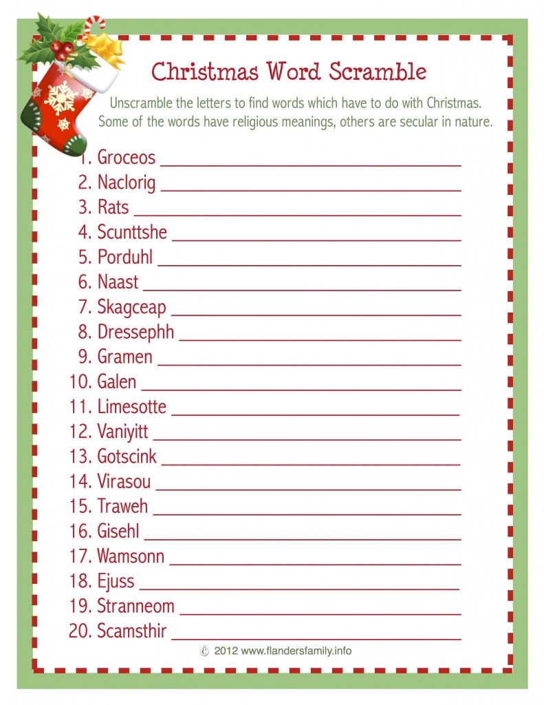Christmas Word Scramble (Free Printable) Flanders Family Homelife