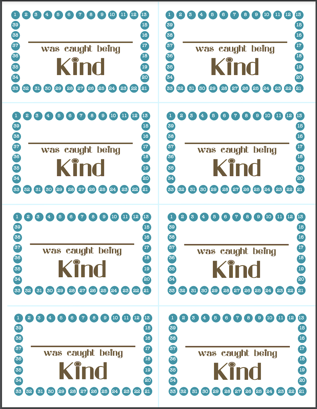 Kindness Punch Cards