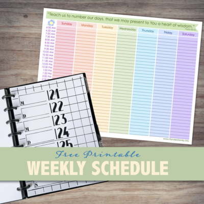 Free Printable Weekly Schedule - Flanders Family Home Life