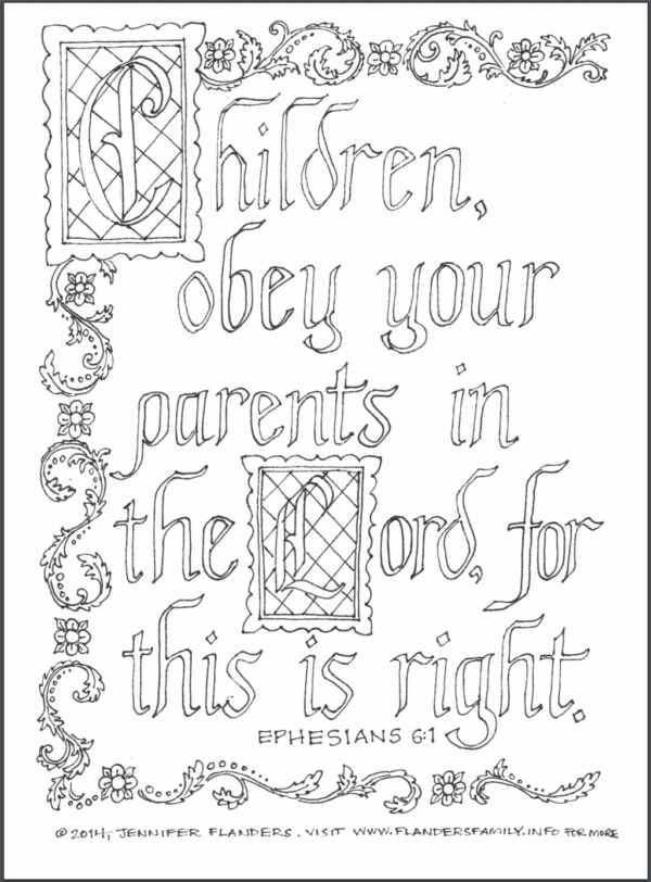 Obey Your Parents Coloring Page - Flanders Family Home Life