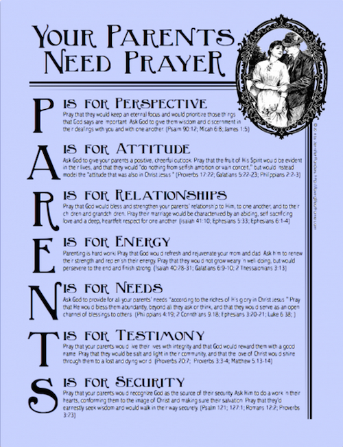 Parent Prayer Guide | free printable from www.flandersfamily.info