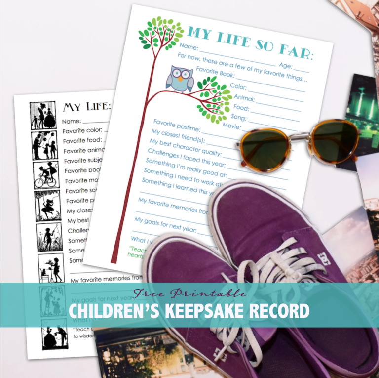 Free Children’s Annual Keepsake Record