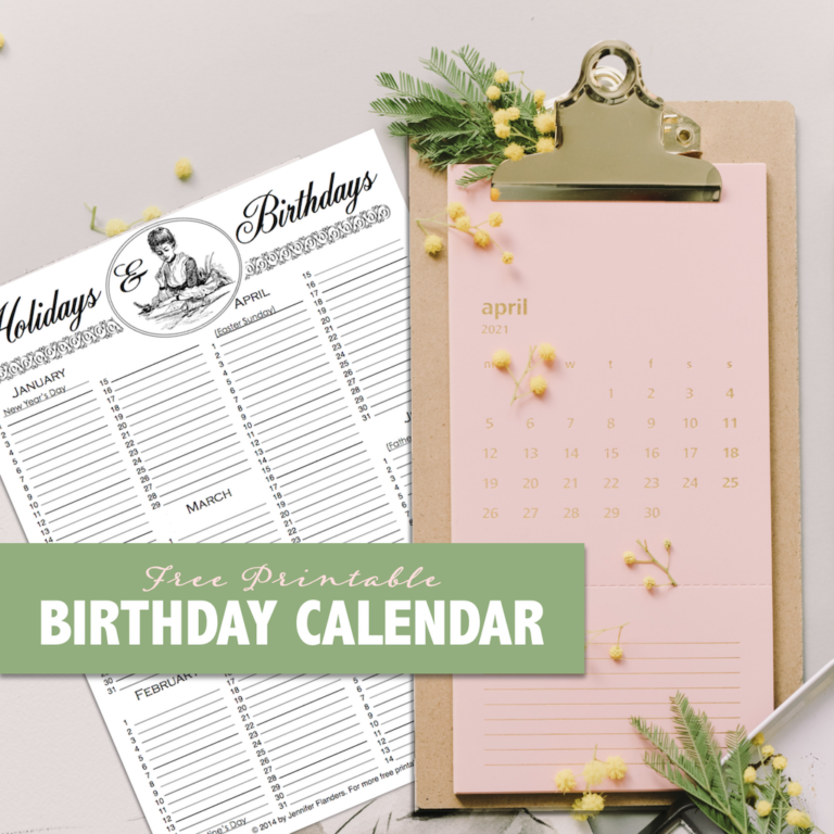 Free Printable Birthday Calendar