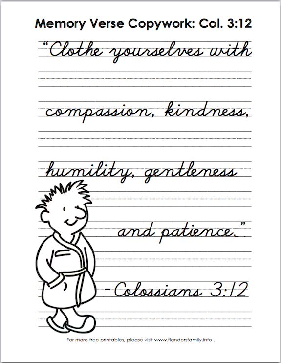 Free printable handwriting worksheets taken straight from Scripture.