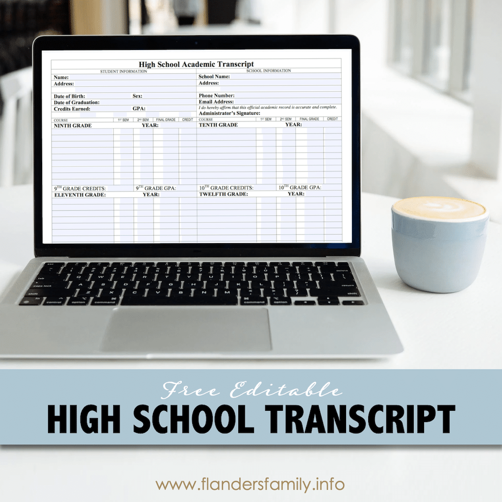 Free Editable High School Transcript