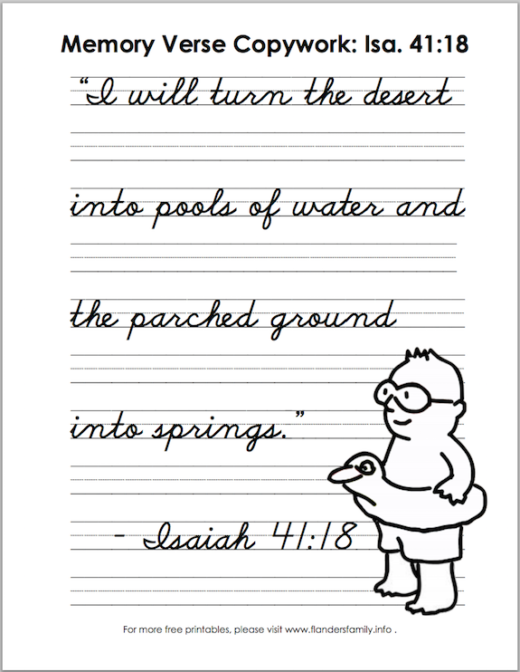 Free printable Bible memory flash cards and handwriting practice sheets from www.flandersfamily.info