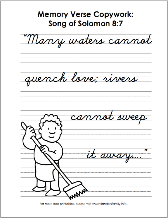 Free printable Scripture memory flashcards and handwriting practice sheets from  www.flandersfamily.info