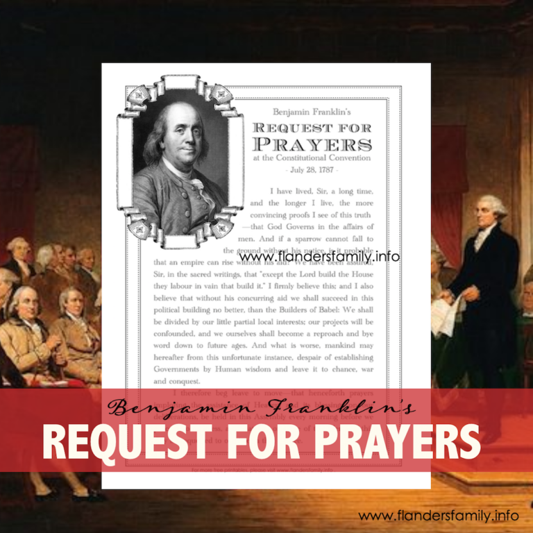 Ben Franklin’s Request for Prayer Printable