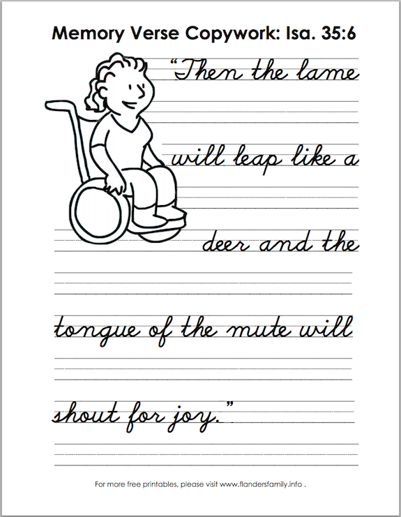 Free printable Scripture memory flashcards and handwriting practice sheets from  www.flandersfamily.info