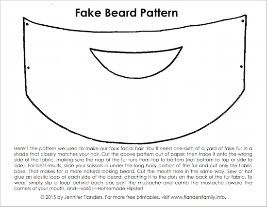 Free printable fake beard pattern