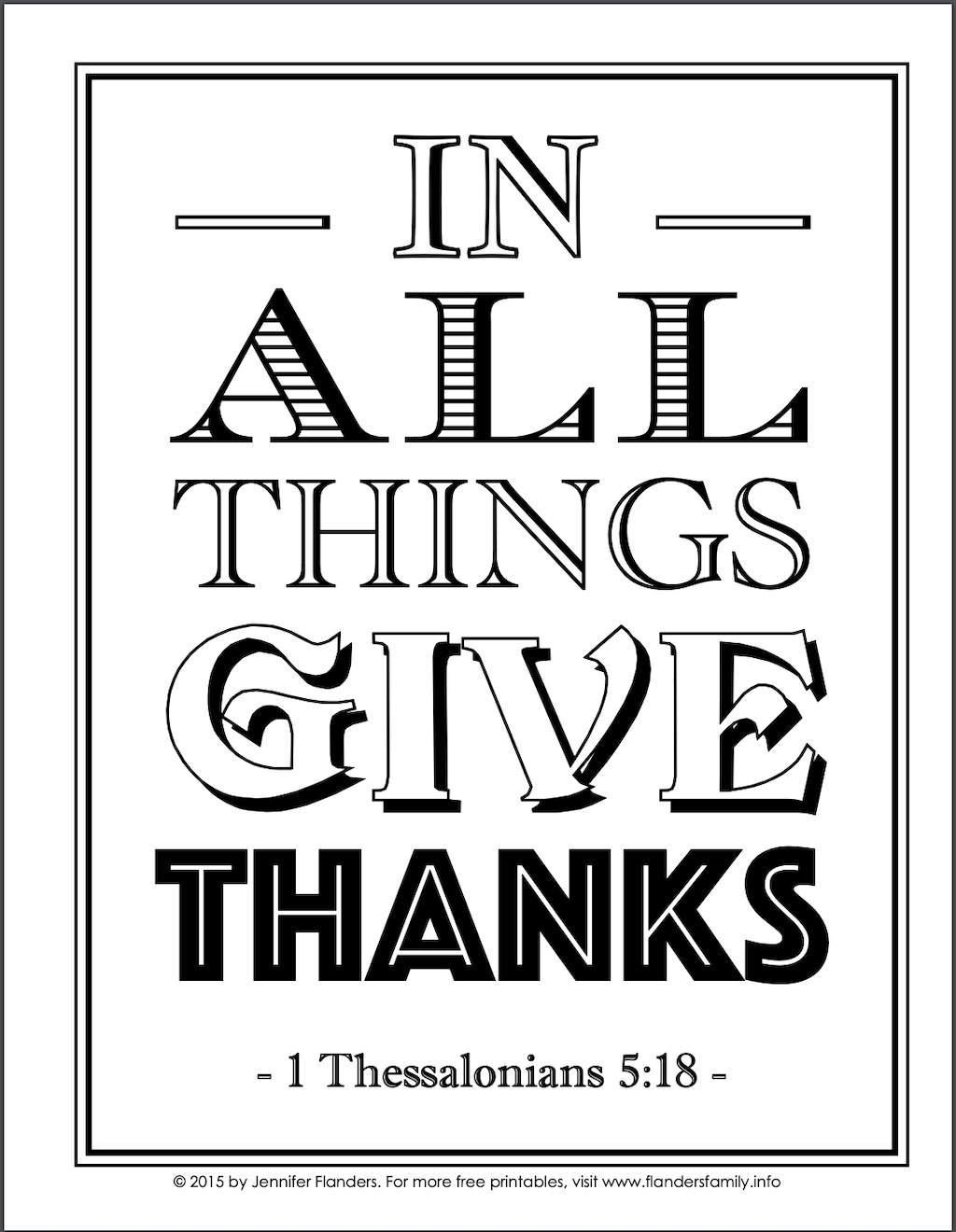 In All Things Give Thanks Coloring Page 