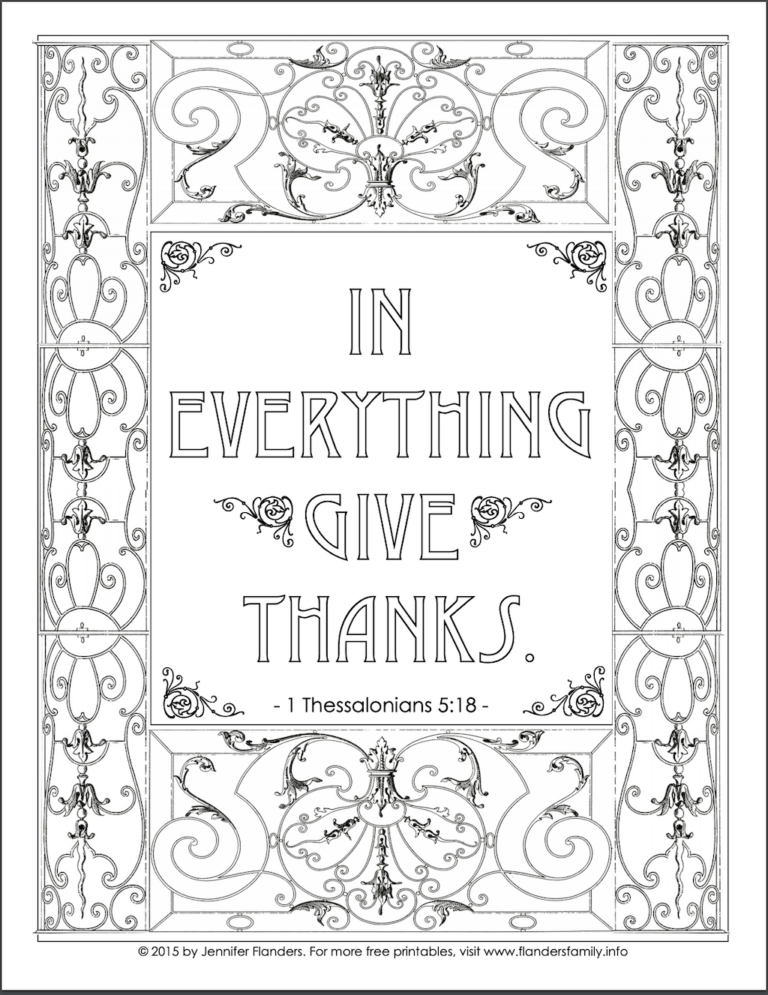 In All Things Give Thanks Coloring Page - Flanders Family Homelife