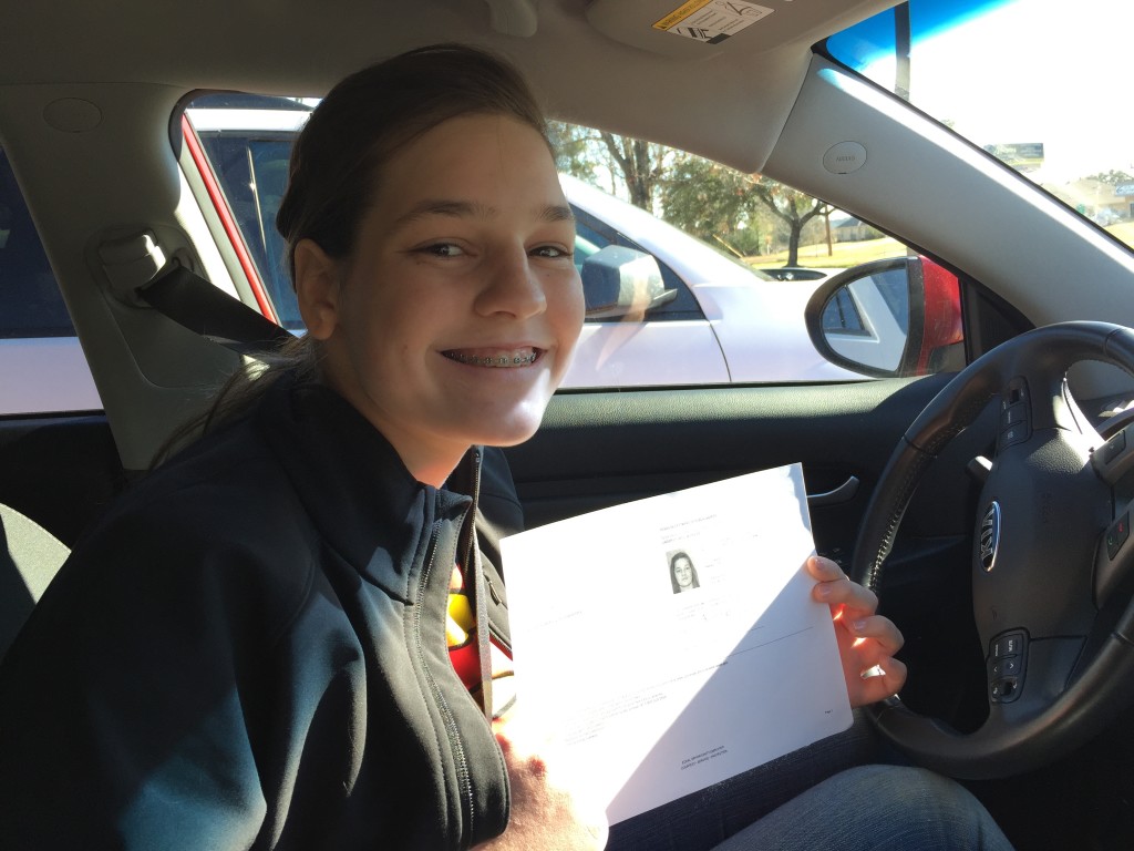 Rebekah with her Learner's Permit!!