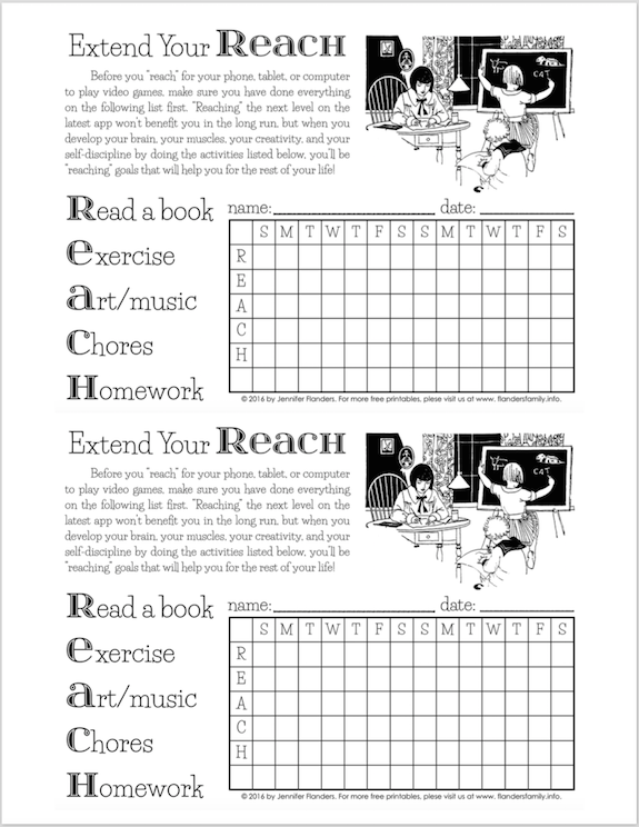 Free printable to teach kids responsibility and self-discipline