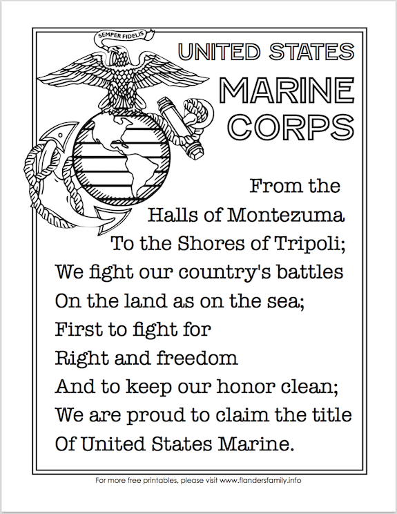 Free Printable US Military Anthems - Marine Corps