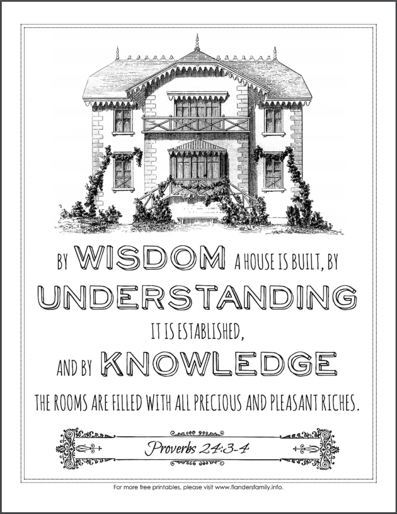 By Wisdom a House is Built Coloring Page