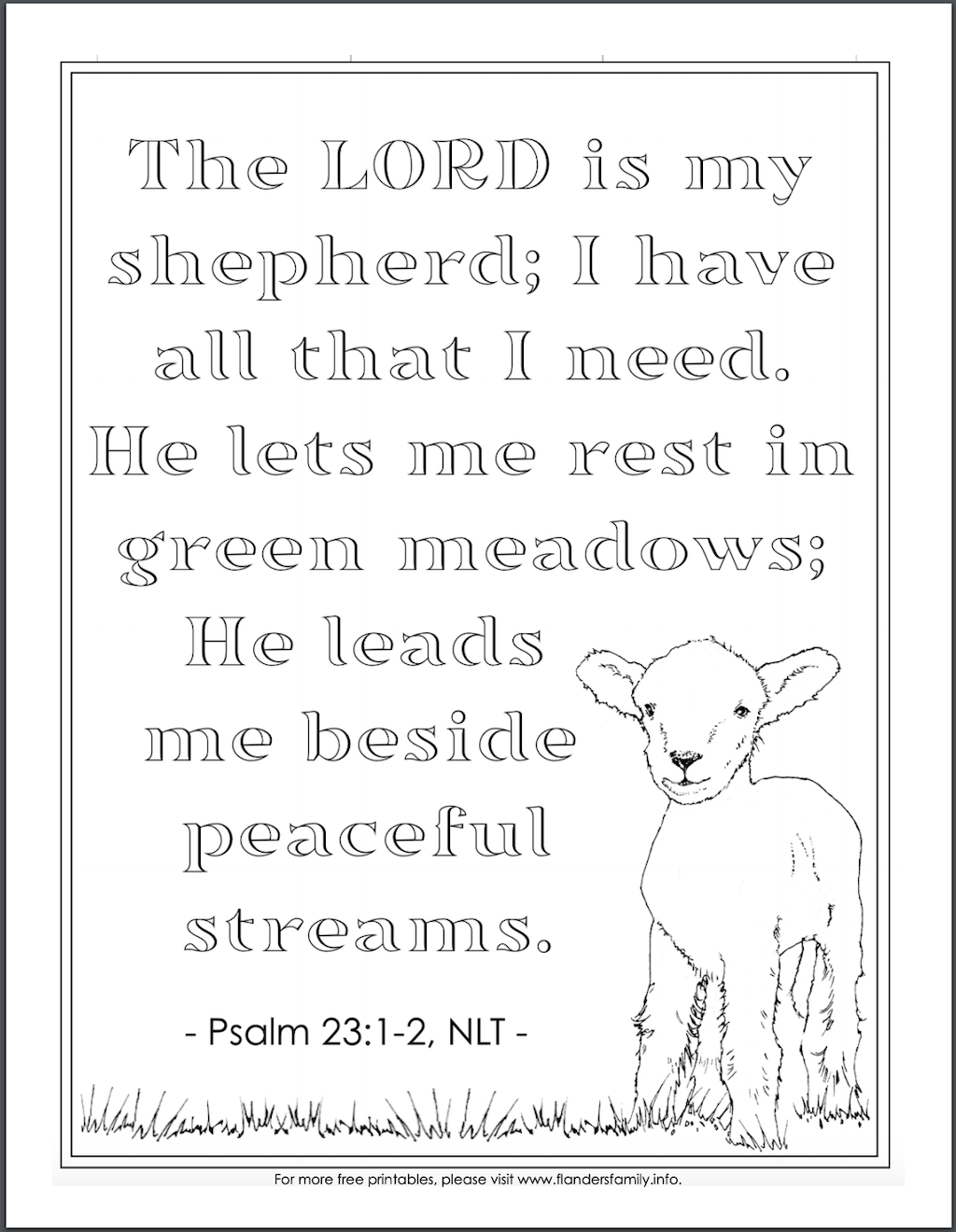The Lord Is My Shepherd Coloring Page - Flanders Family Home Life