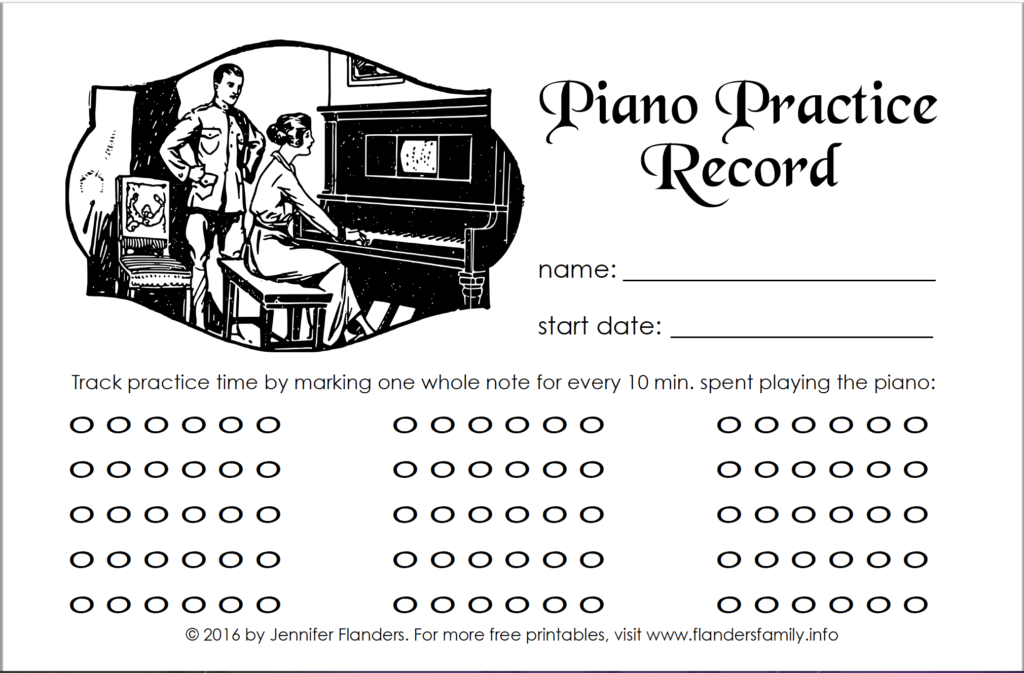 Free Printable Piano Practice Record