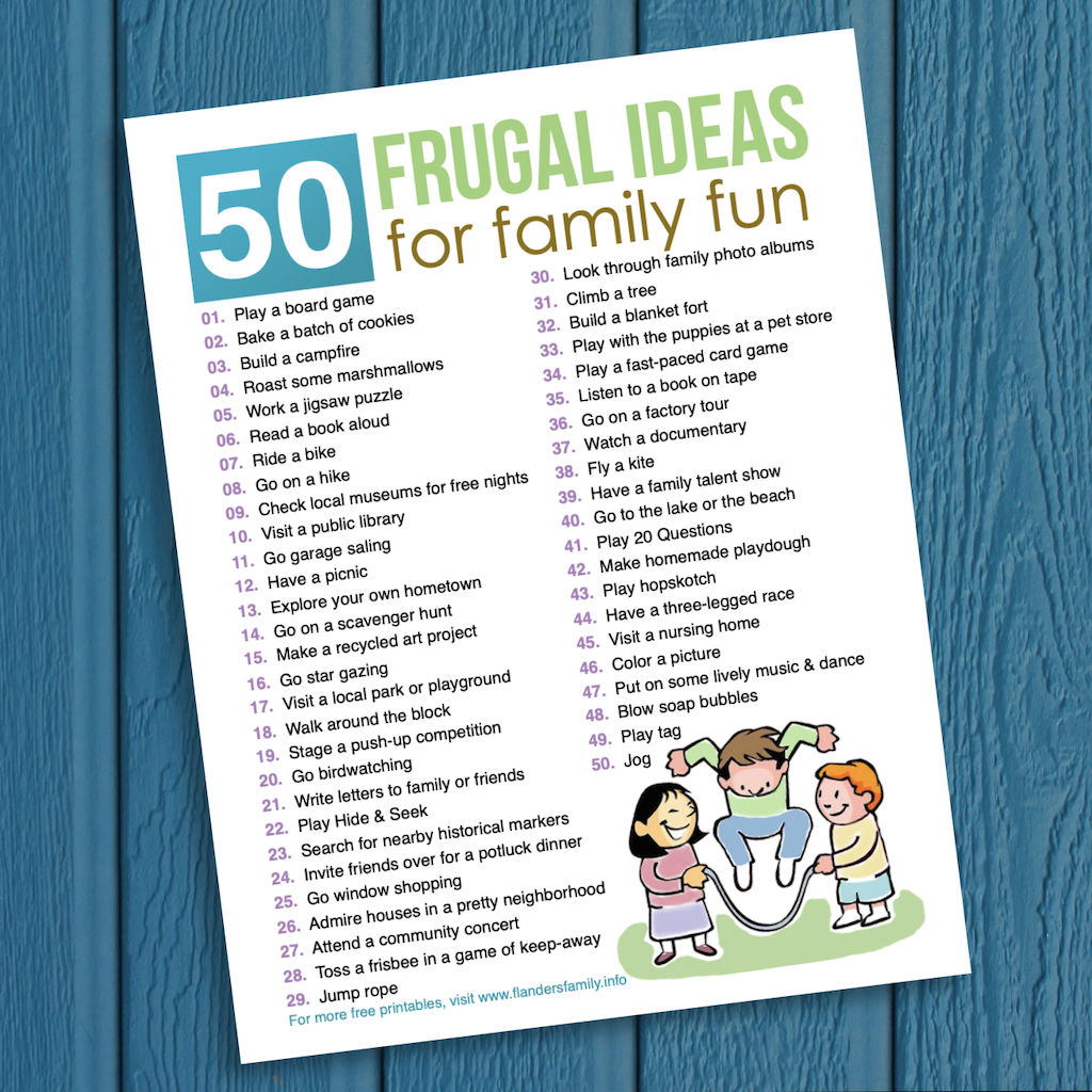 free printable bucket list of inexpensive ways to make fond memories