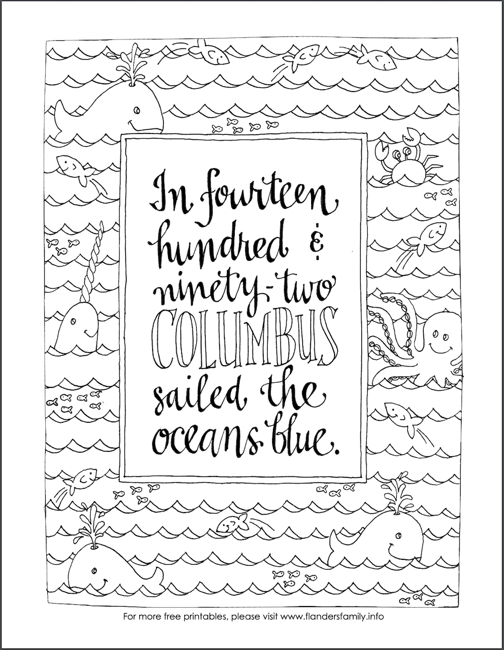 Columbus Day Coloring Page (Free Printable) - Flanders Family Homelife