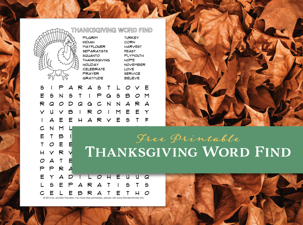 Thanksgiving Word Find Puzzle