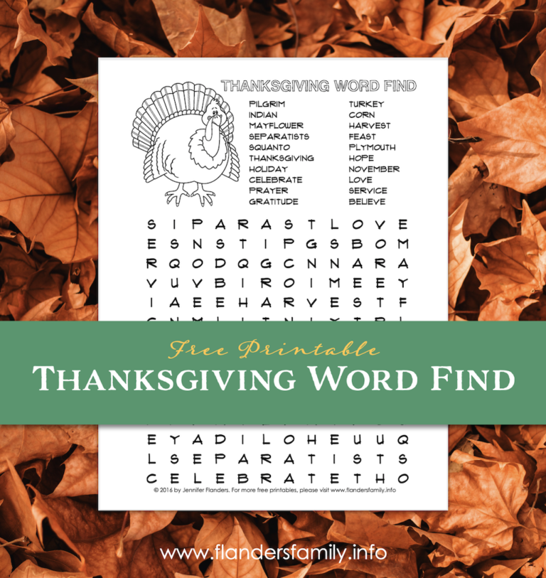 Thanksgiving Word Find Puzzle