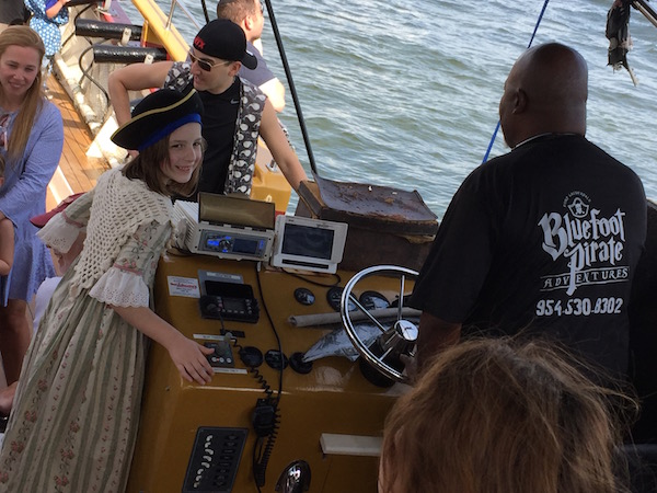 enjoying a breeze on the poop deck