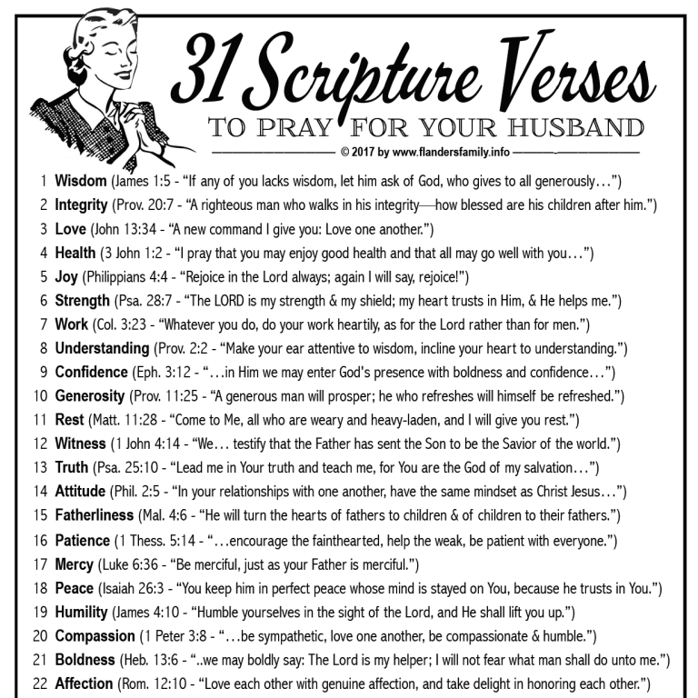 31 Verses to Pray for Your Husband (Free Printable)