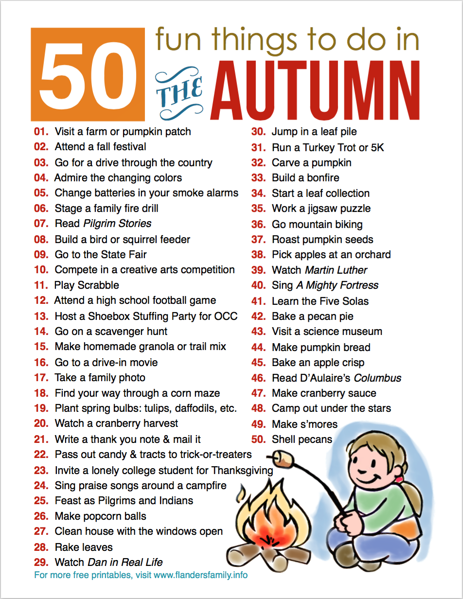 50 Fun Family Activities For Fall Free Printable Flanders Family 