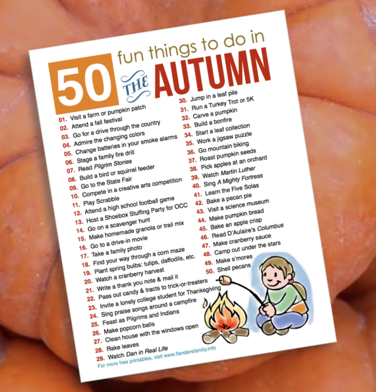 50 Fun Activities for Fall (Free Printable)