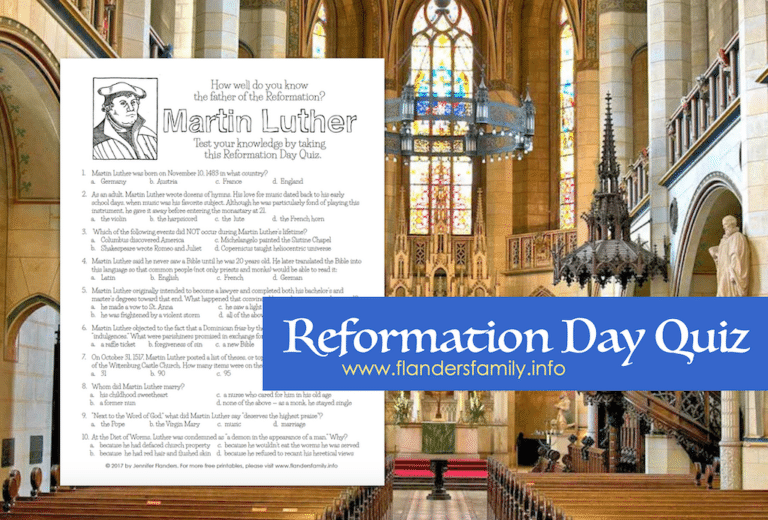 Reformation Day Quiz (with Answer Key)