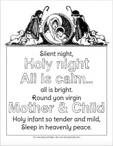 Silent Night Coloring Page - Flanders Family Homelife