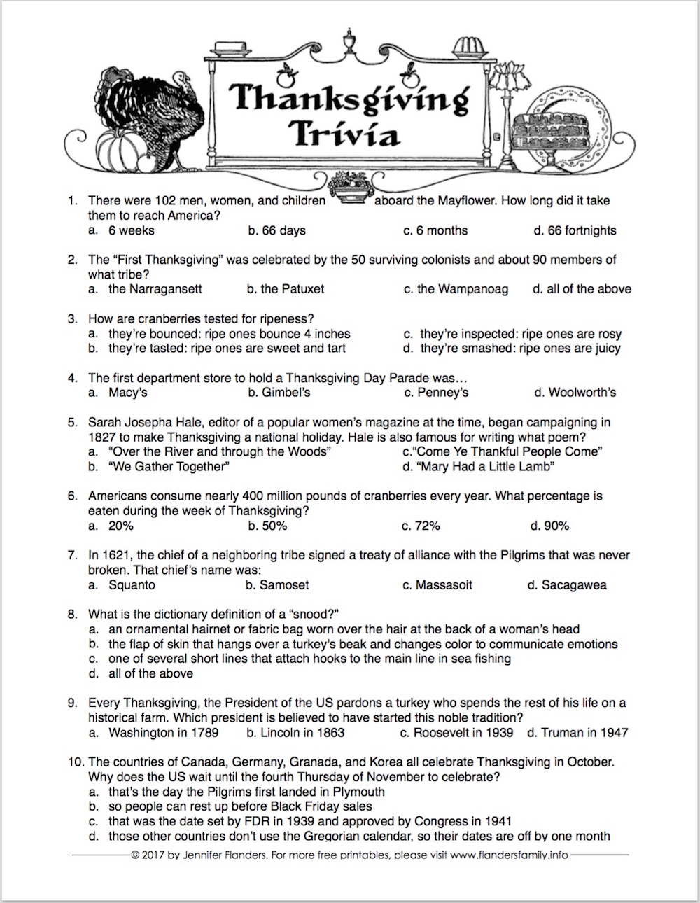 Test Your Knowledge: Thanksgiving Trivia - Flanders Family Homelife