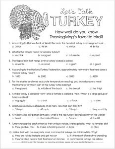 Let's Talk Turkey Trivia Test - Flanders Family Homelife