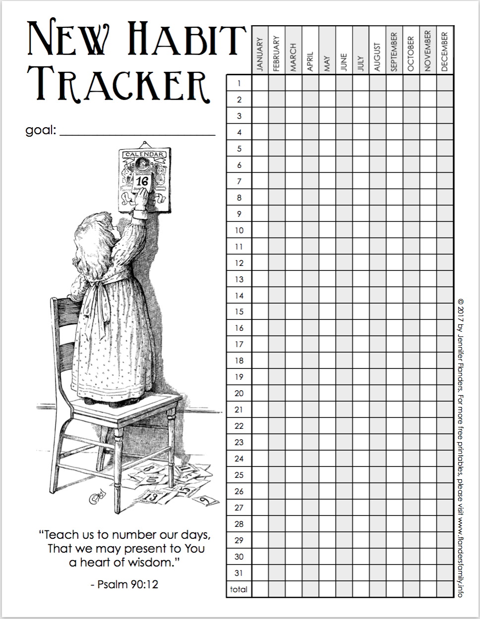 New Habit Tracking Chart - Free Printable