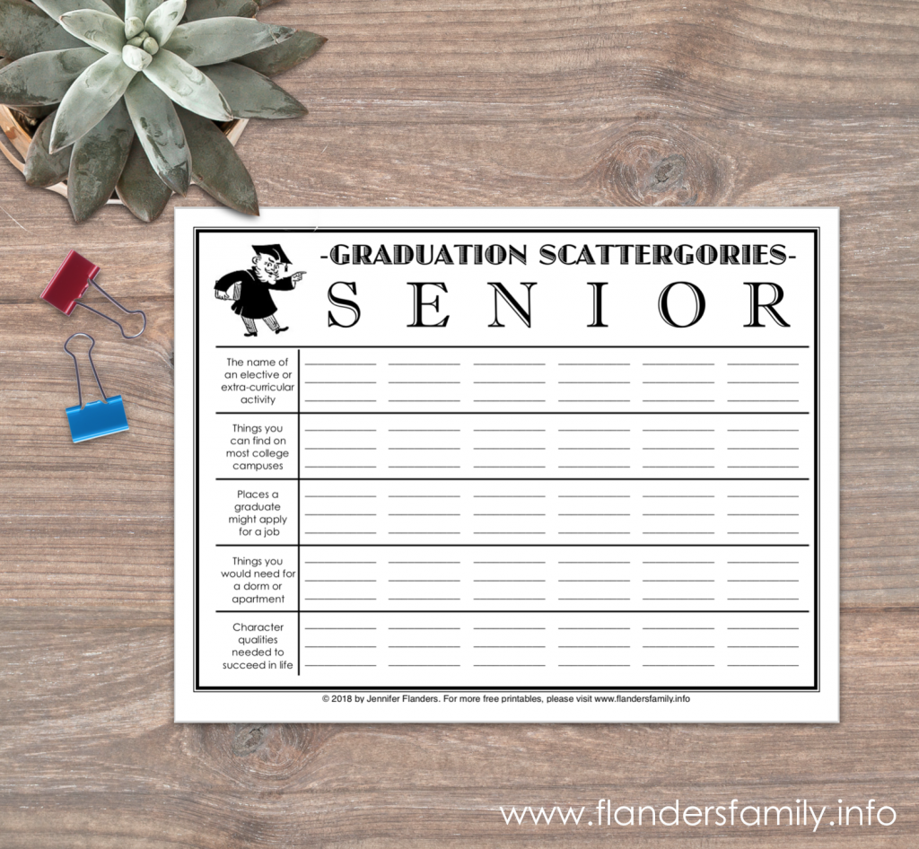 Celebrate Your Graduate - free printable "Senior Scattergories" game