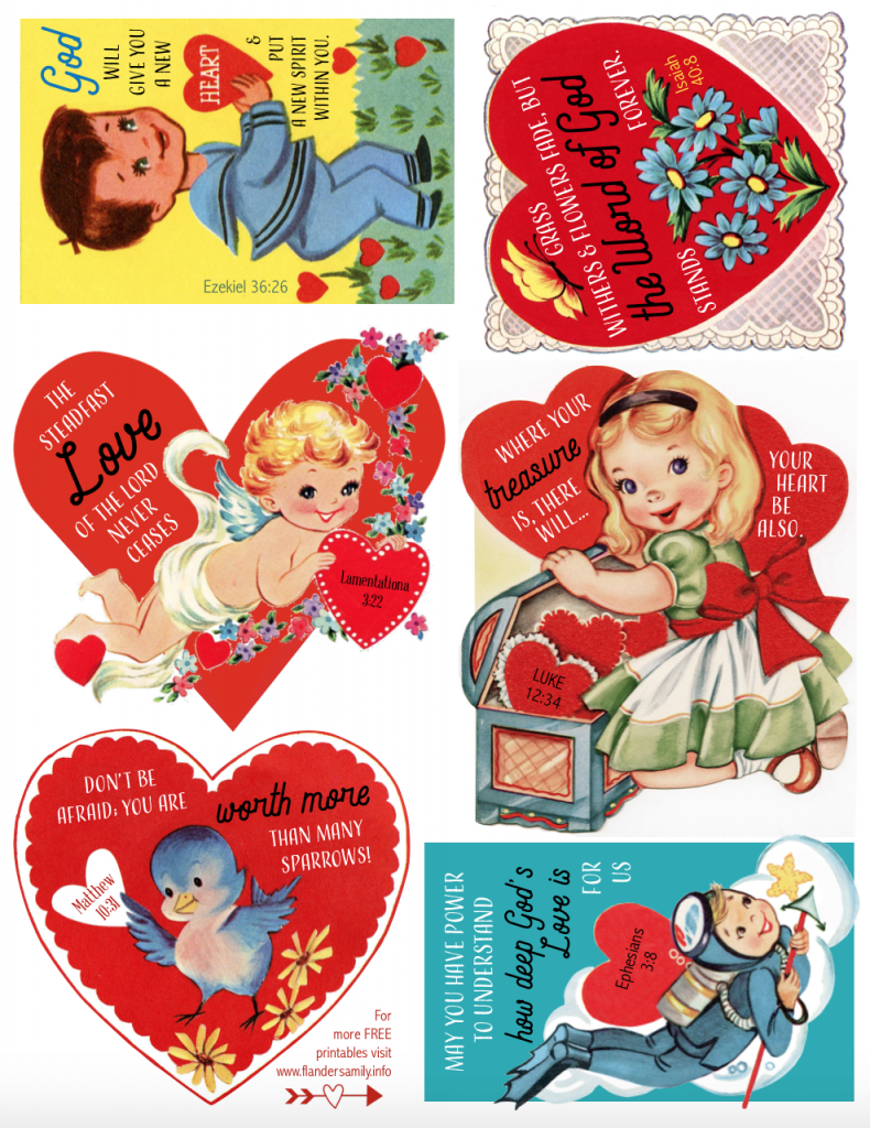 Retro Valentines with Bible verses