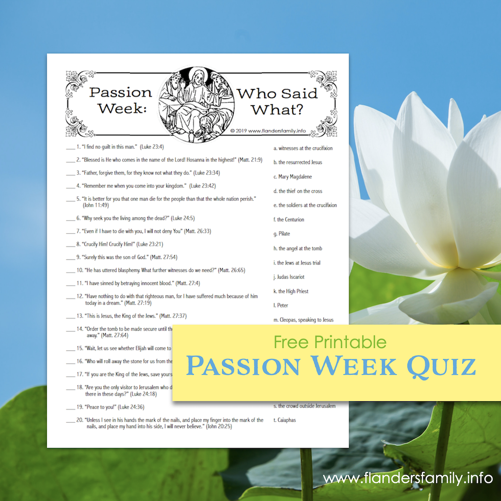 Free Passion Week Quiz