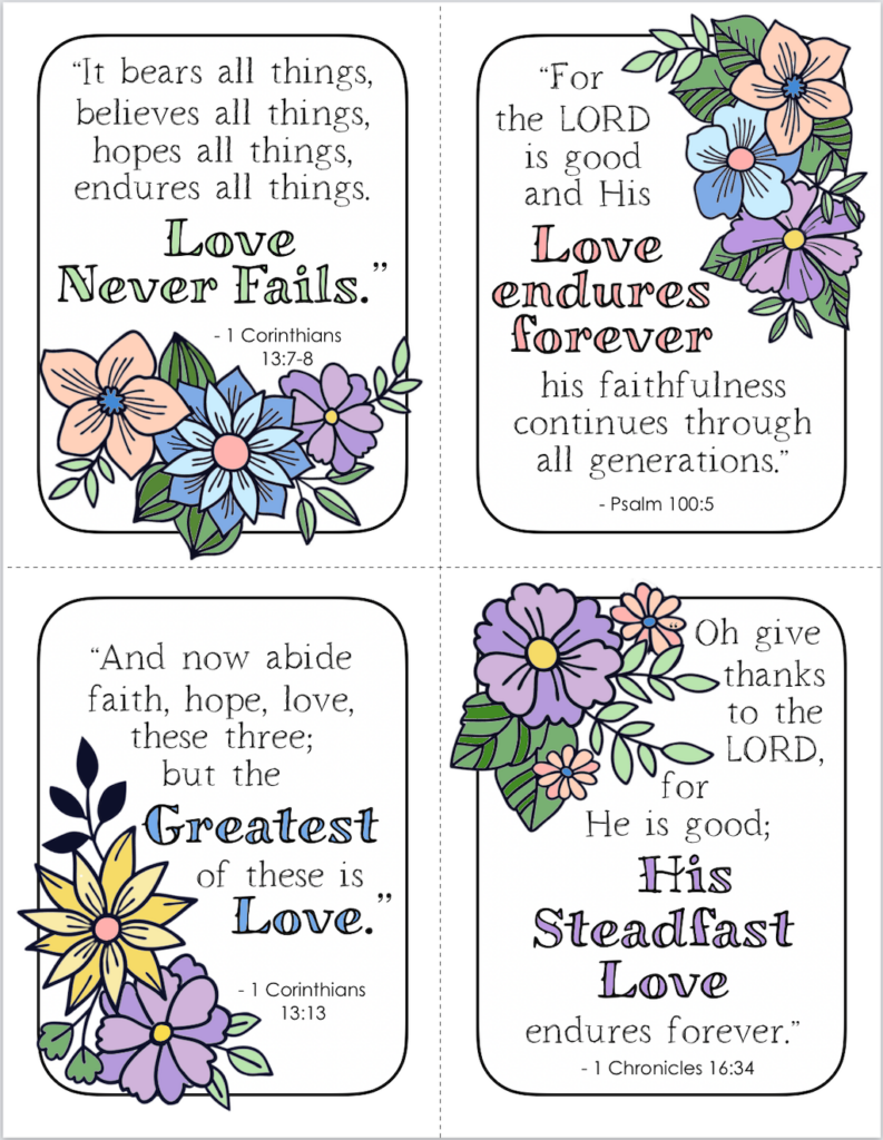 Steadfast Love Valentines To Print And Color - Flanders Family Homelife