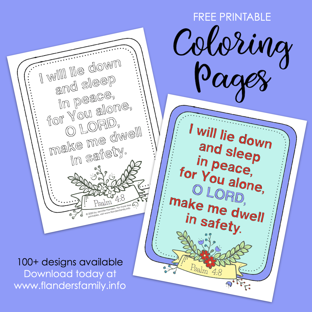 Free Printable I Will Lie Down and Sleep Coloring Page 