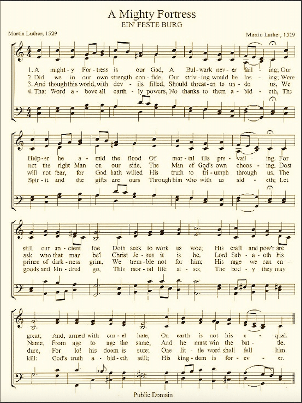 Sheet Music for Martin Luther Hymn