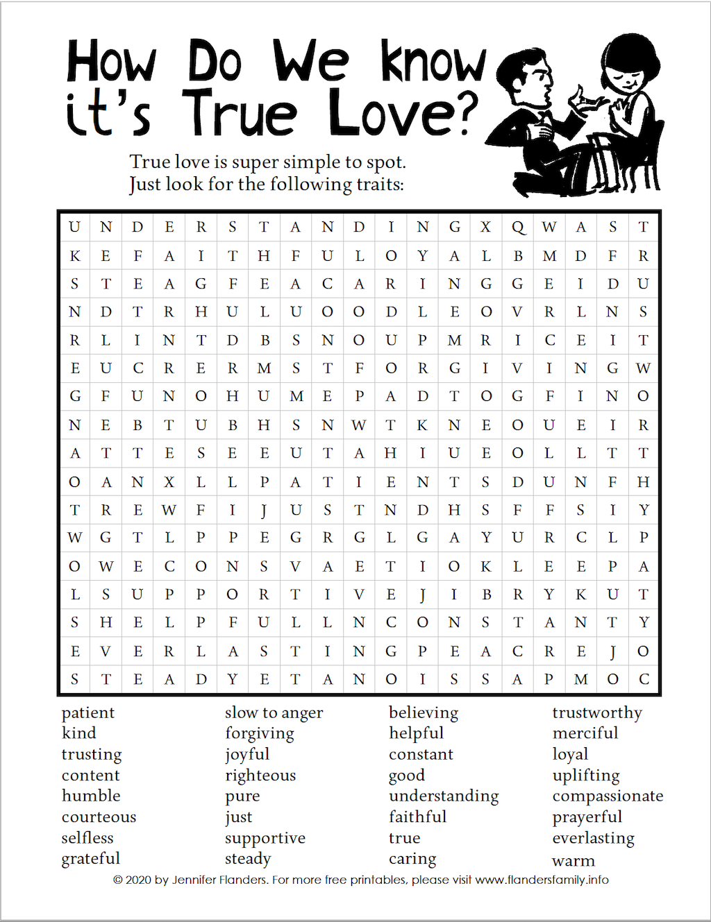 True Love Word Find Puzzle Free Printable Flanders Family Homelife