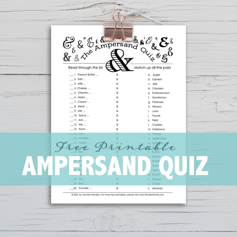 Ampersand Quiz (Free Printable)