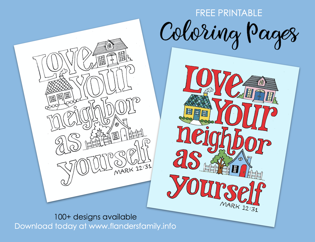 Love Your Neighbor Coloring Page Flanders Family Homelife