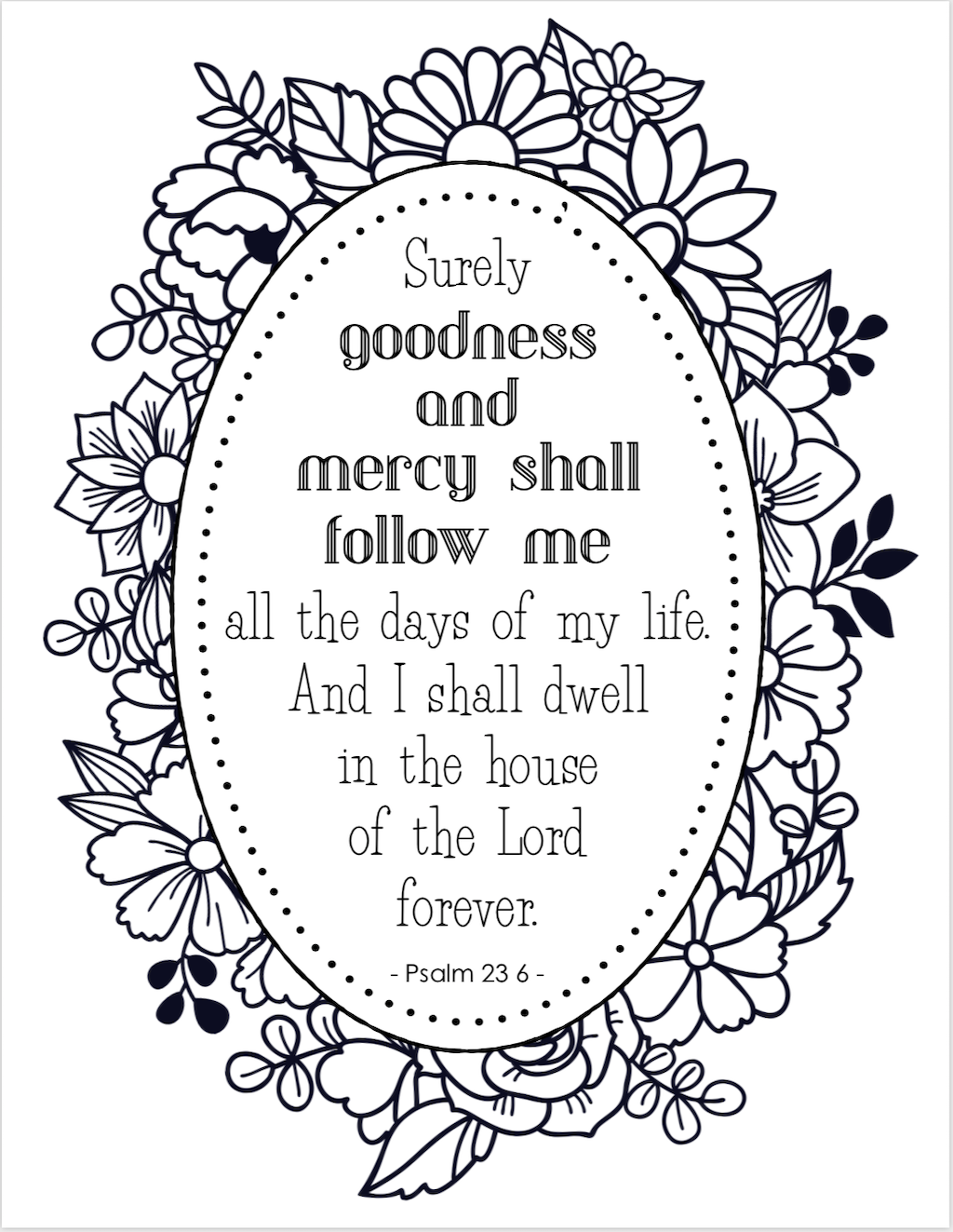 Surely Goodness and Mercy Coloring Page