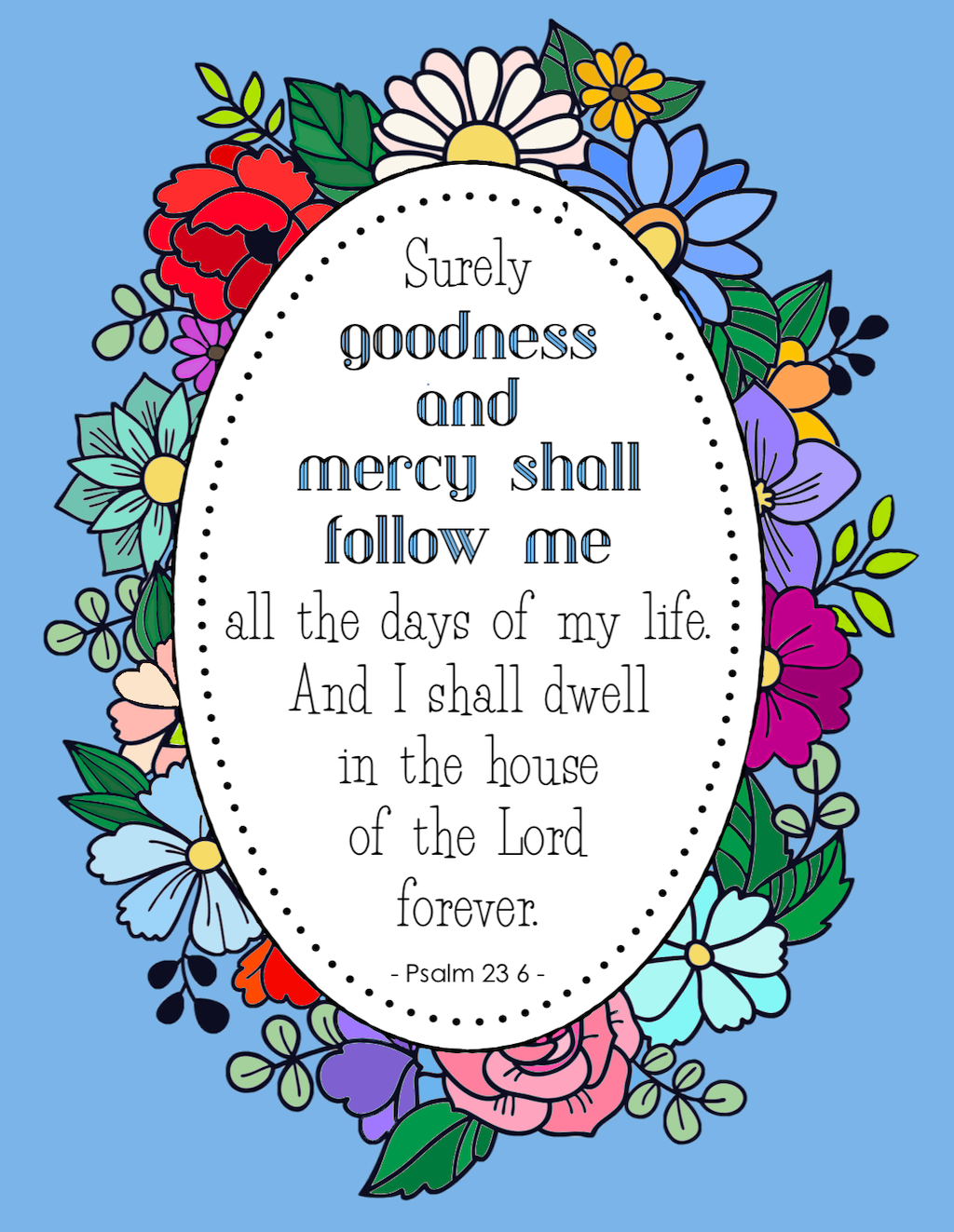 Surely Goodness and Mercy Coloring Page